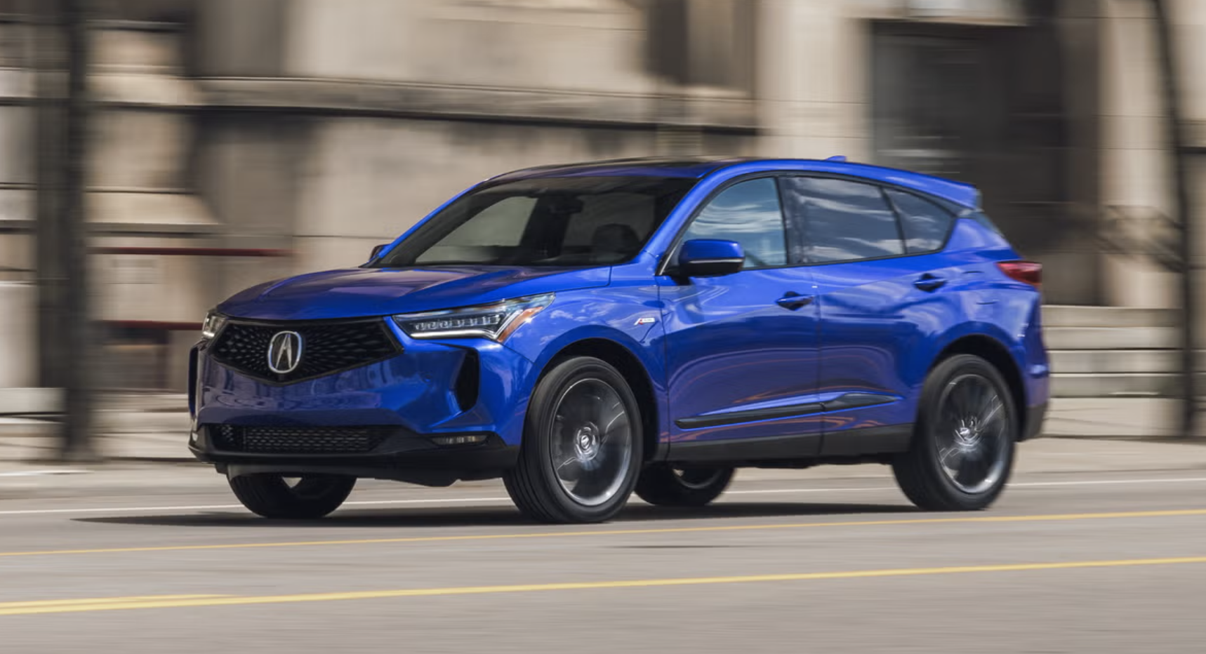 Blue Acura RDX on the Road