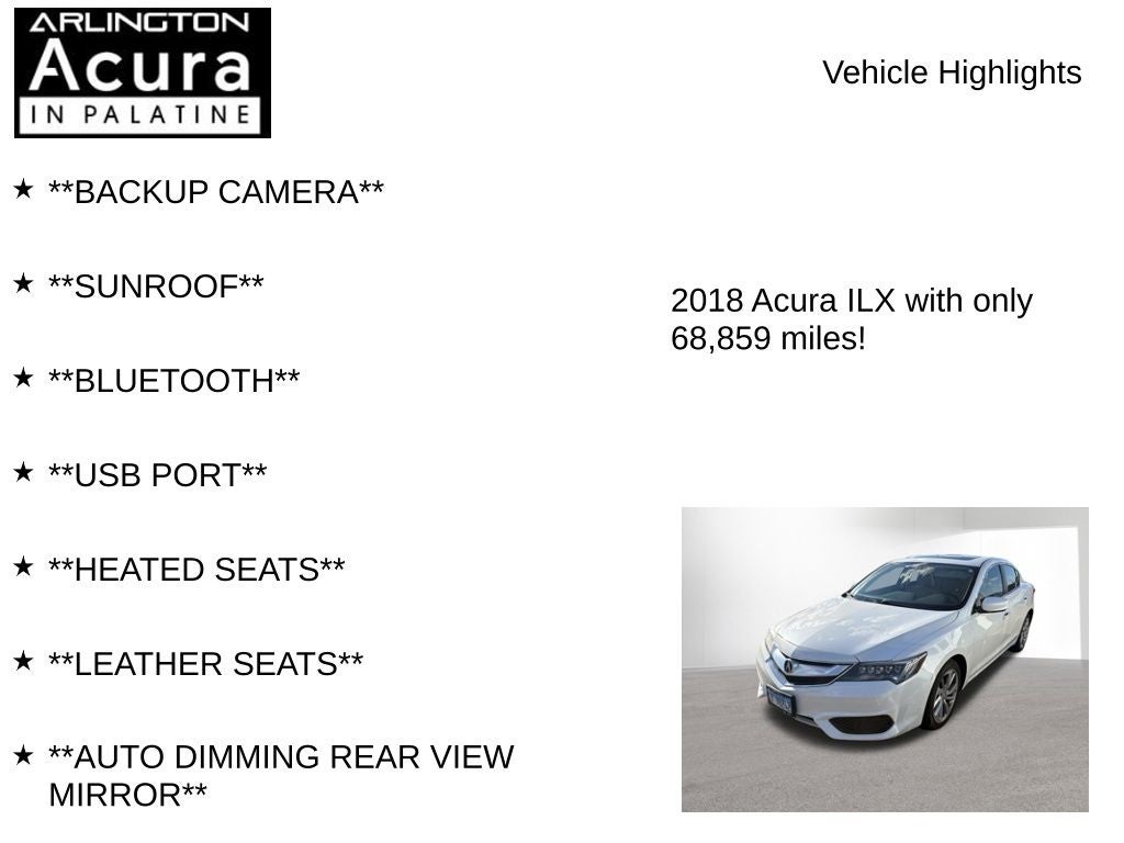 2018 Acura ILX w/Premium Pkg