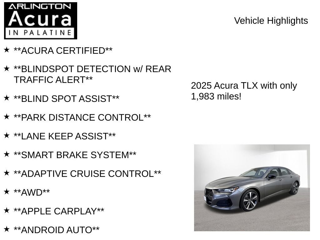 2025 Acura TLX w/Technology Package