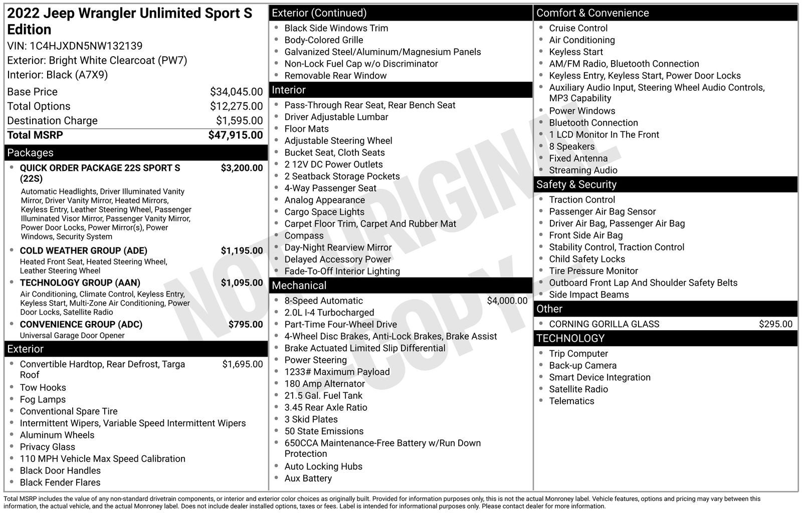 2022 Jeep Wrangler Unlimited Sport S