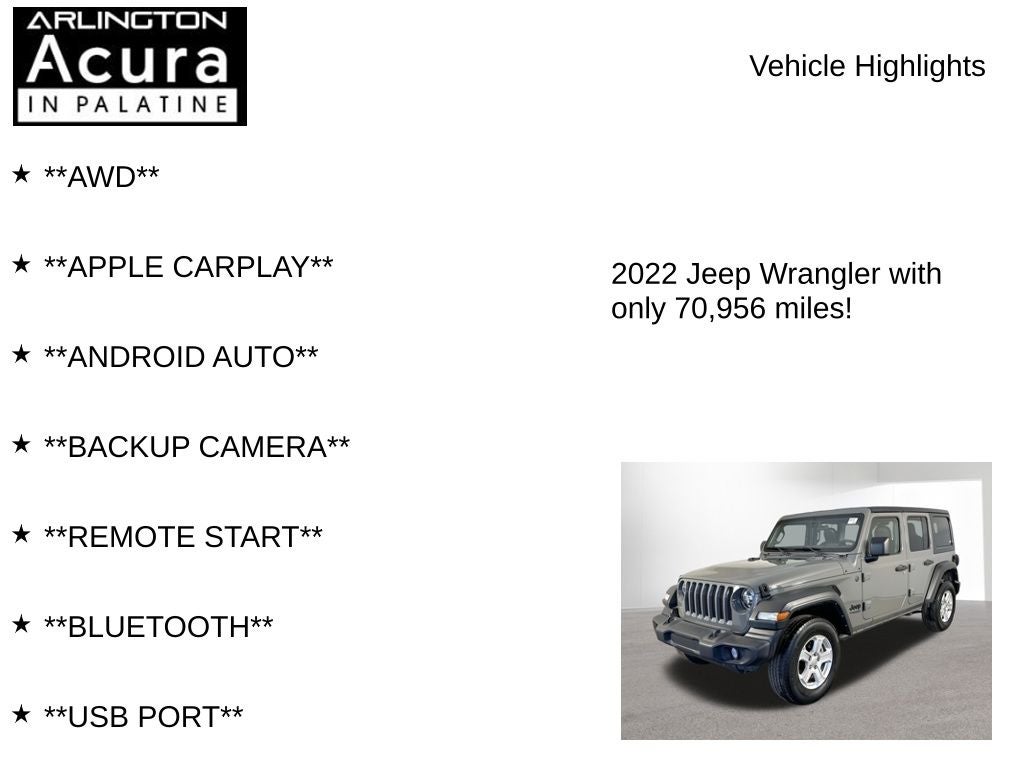 2022 Jeep Wrangler Unlimited Sport S