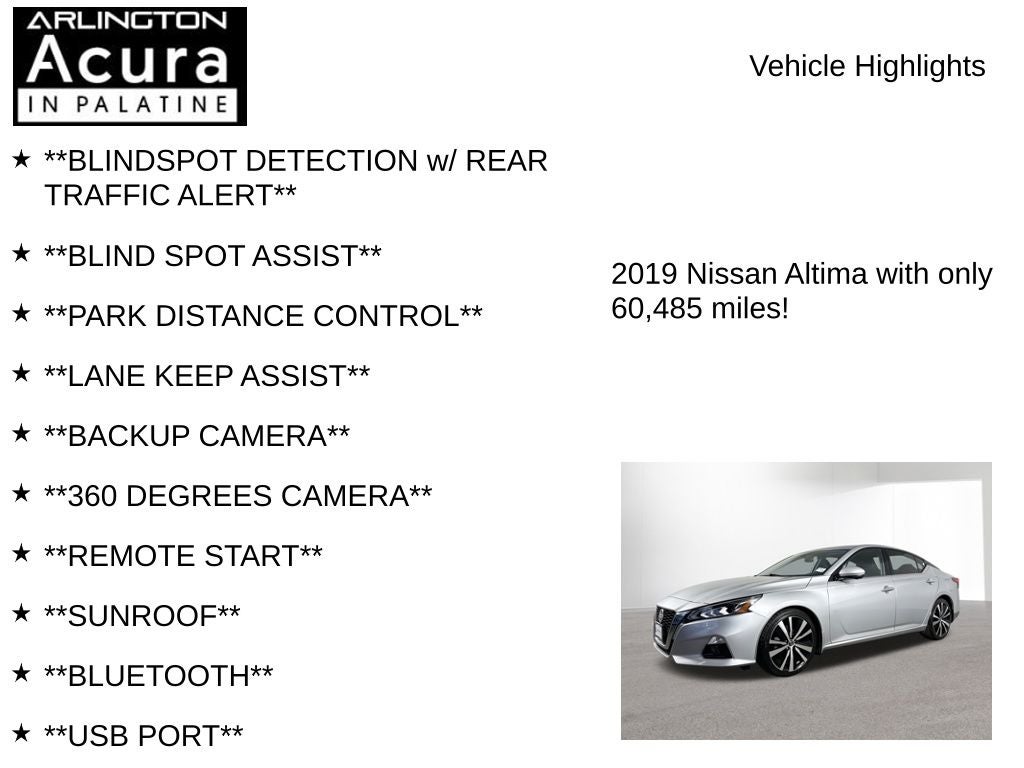 2019 Nissan Altima 2.0 Platinum