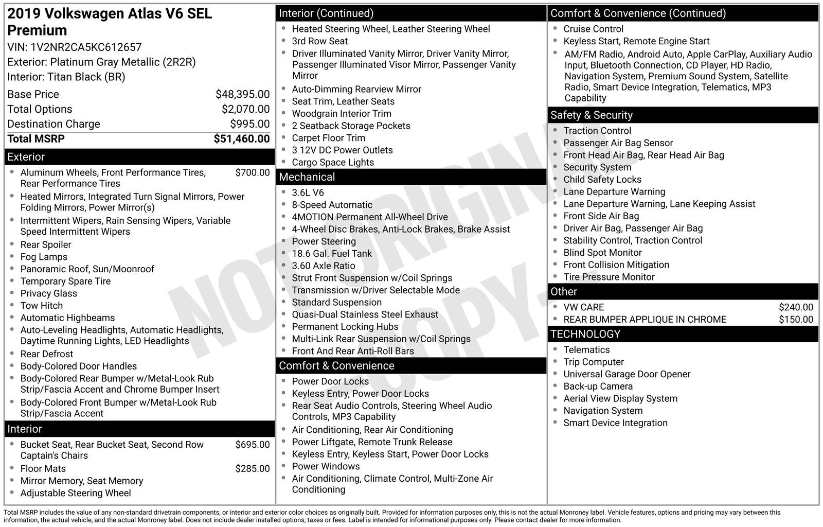 2019 Volkswagen Atlas 3.6L V6 SEL Premium