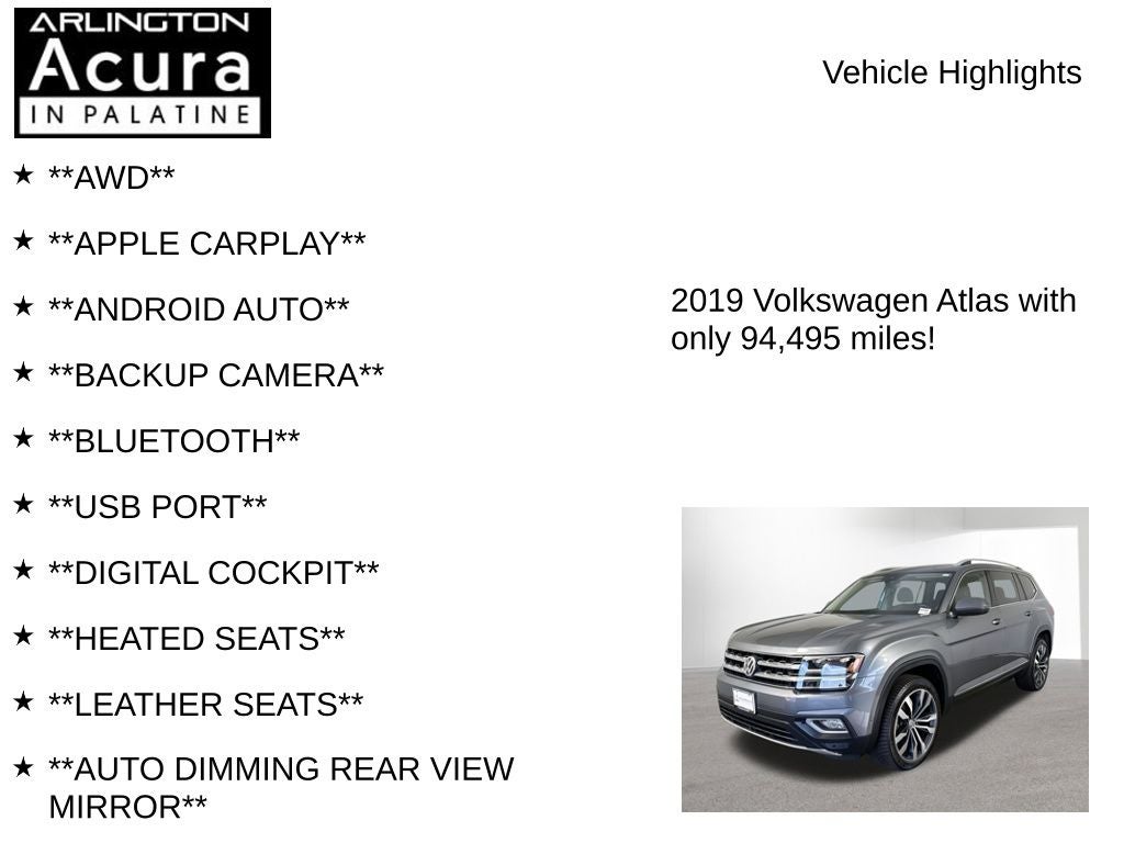 2019 Volkswagen Atlas 3.6L V6 SEL Premium