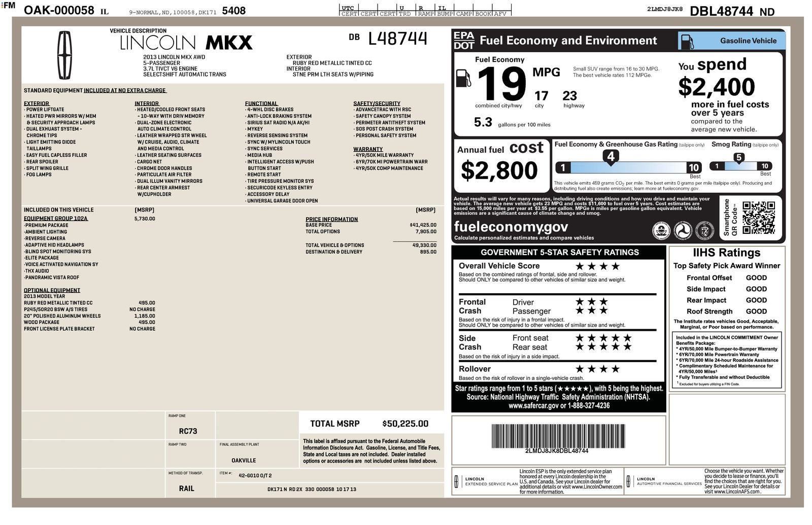 2013 Lincoln MKX AWD 4dr