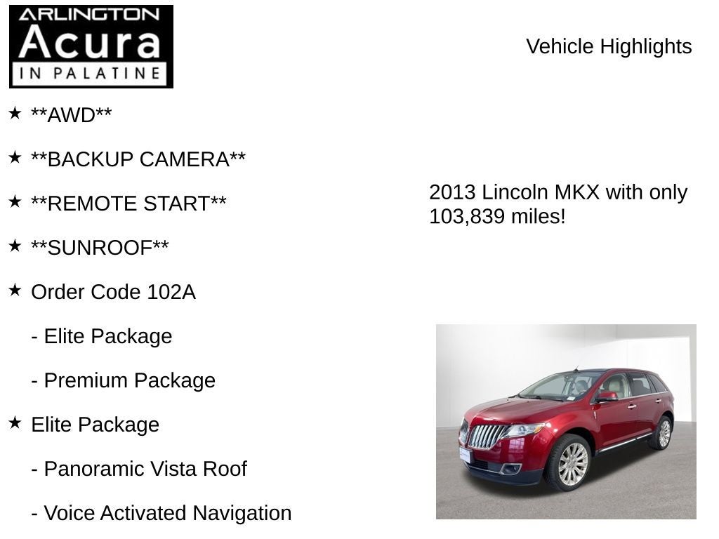 2013 Lincoln MKX AWD 4dr