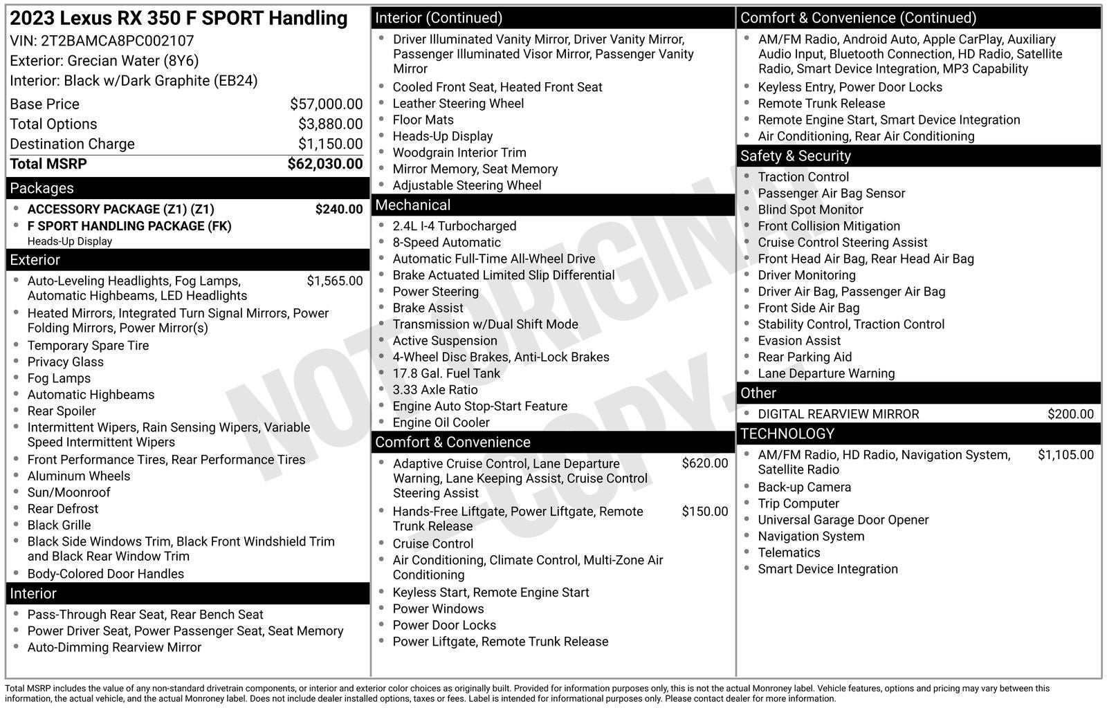 2023 Lexus RX RX 350 F SPORT Handling