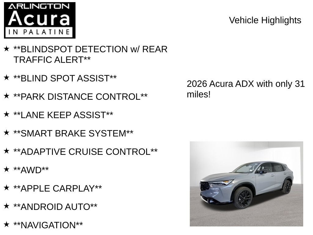 2026 Acura ADX A-Spec with Advance Package AWD