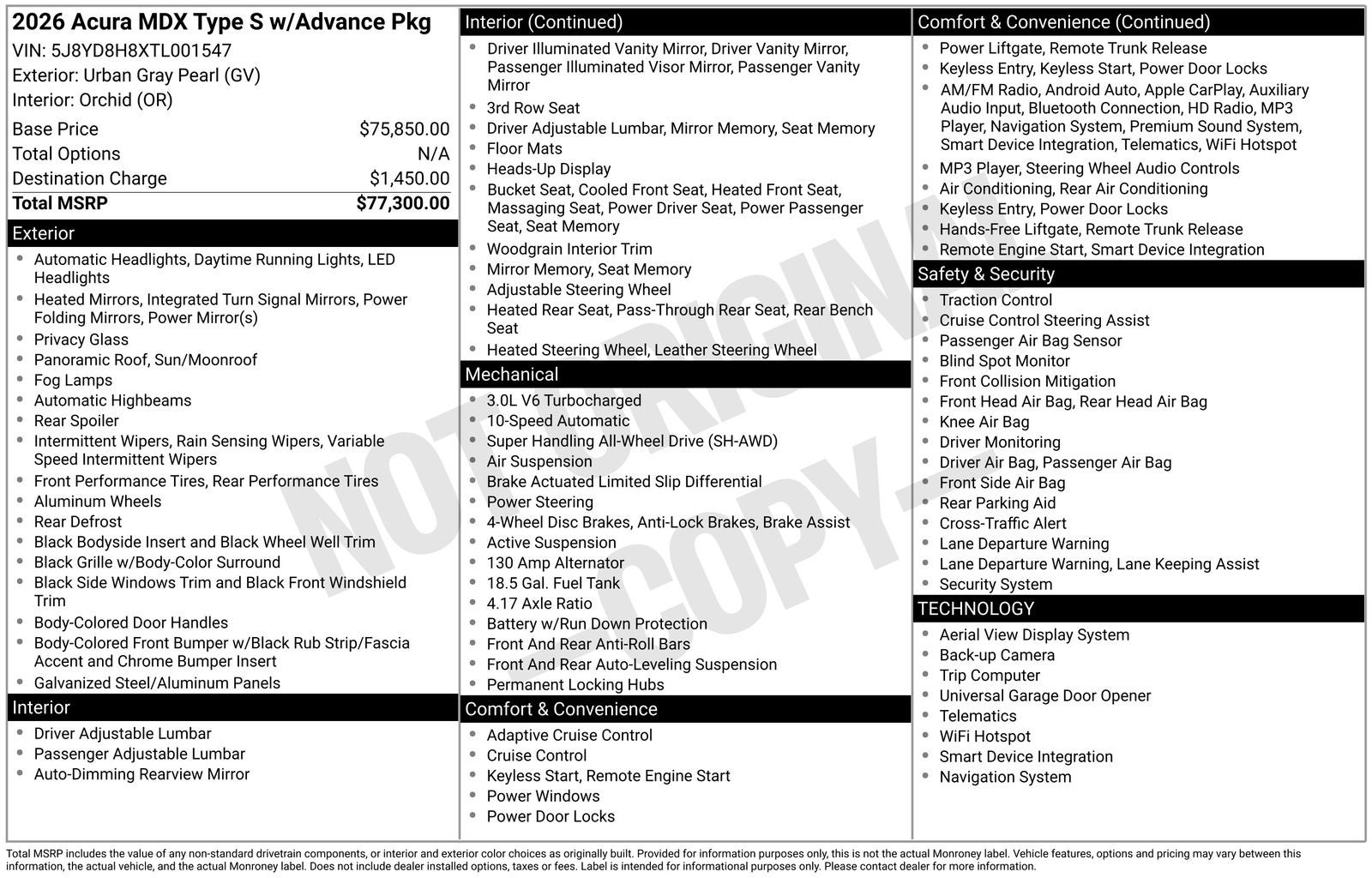 2026 Acura MDX SH-AWD Type S with Advance Package