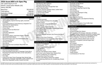 2026 Acura MDX w/A-Spec Package