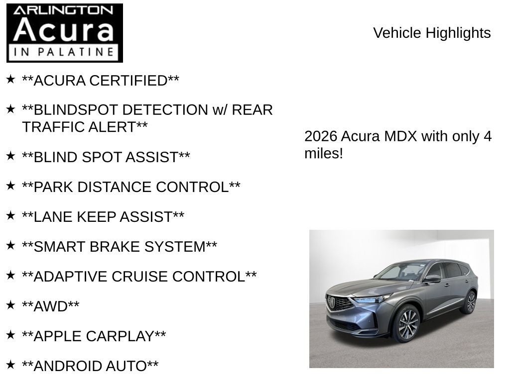 2026 Acura MDX w/Technology Package