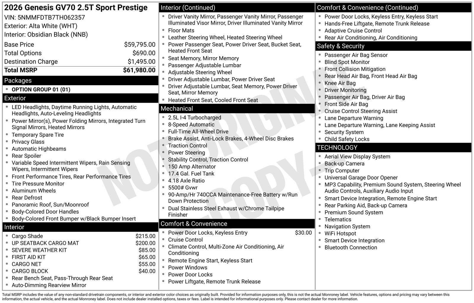 2026 Genesis GV70 2.5T Sport Prestige