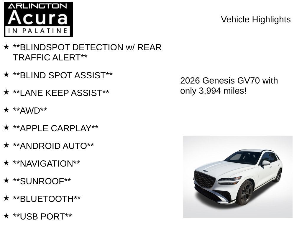2026 Genesis GV70 2.5T Sport Prestige