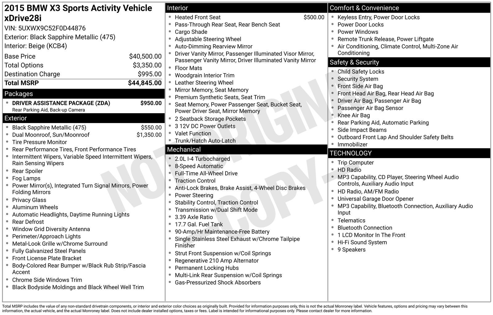 2015 BMW X3 xDrive28i