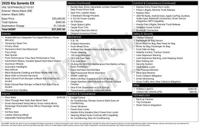 2020 Kia Sorento EX V6