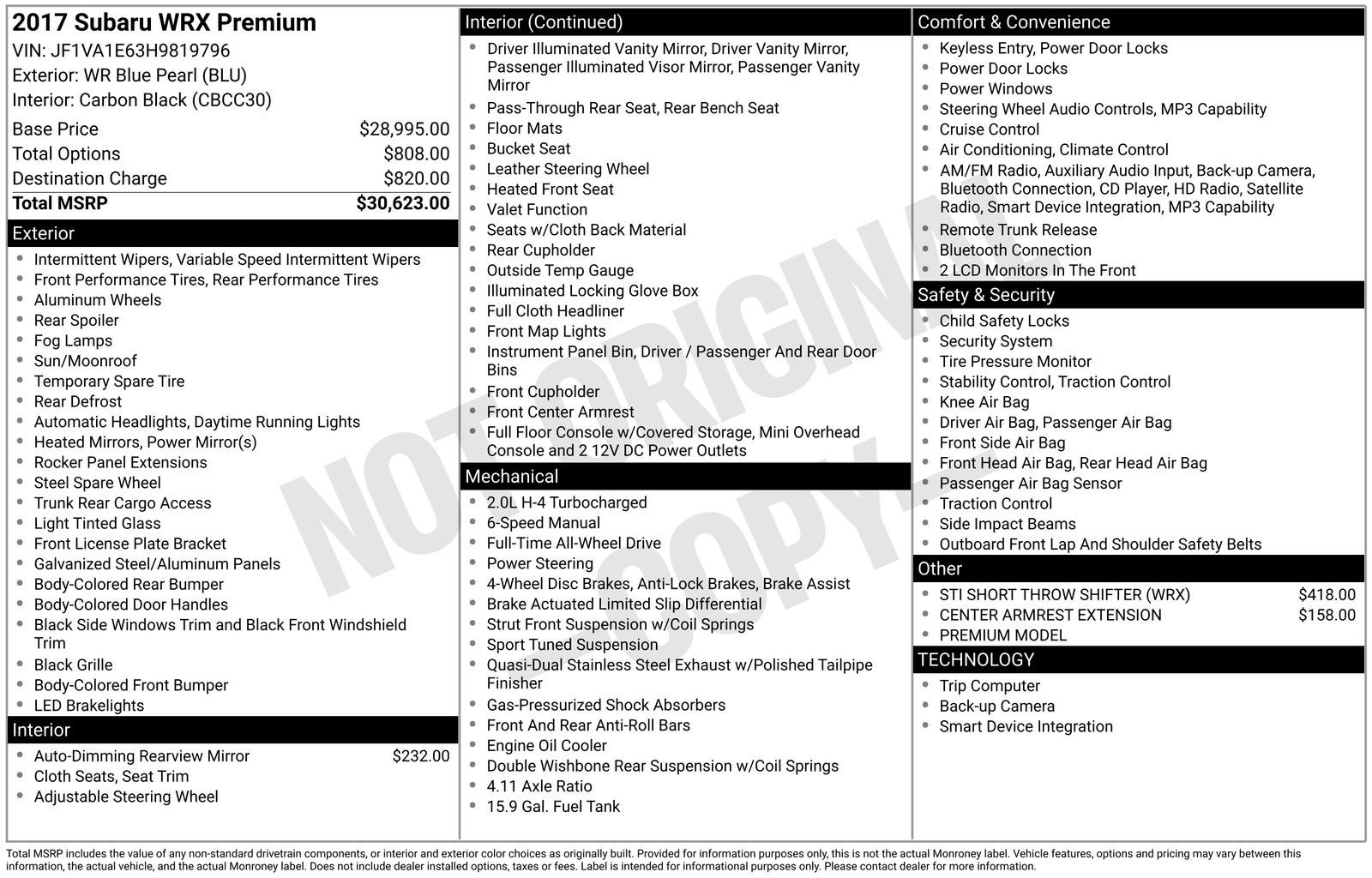 2017 Subaru WRX Premium