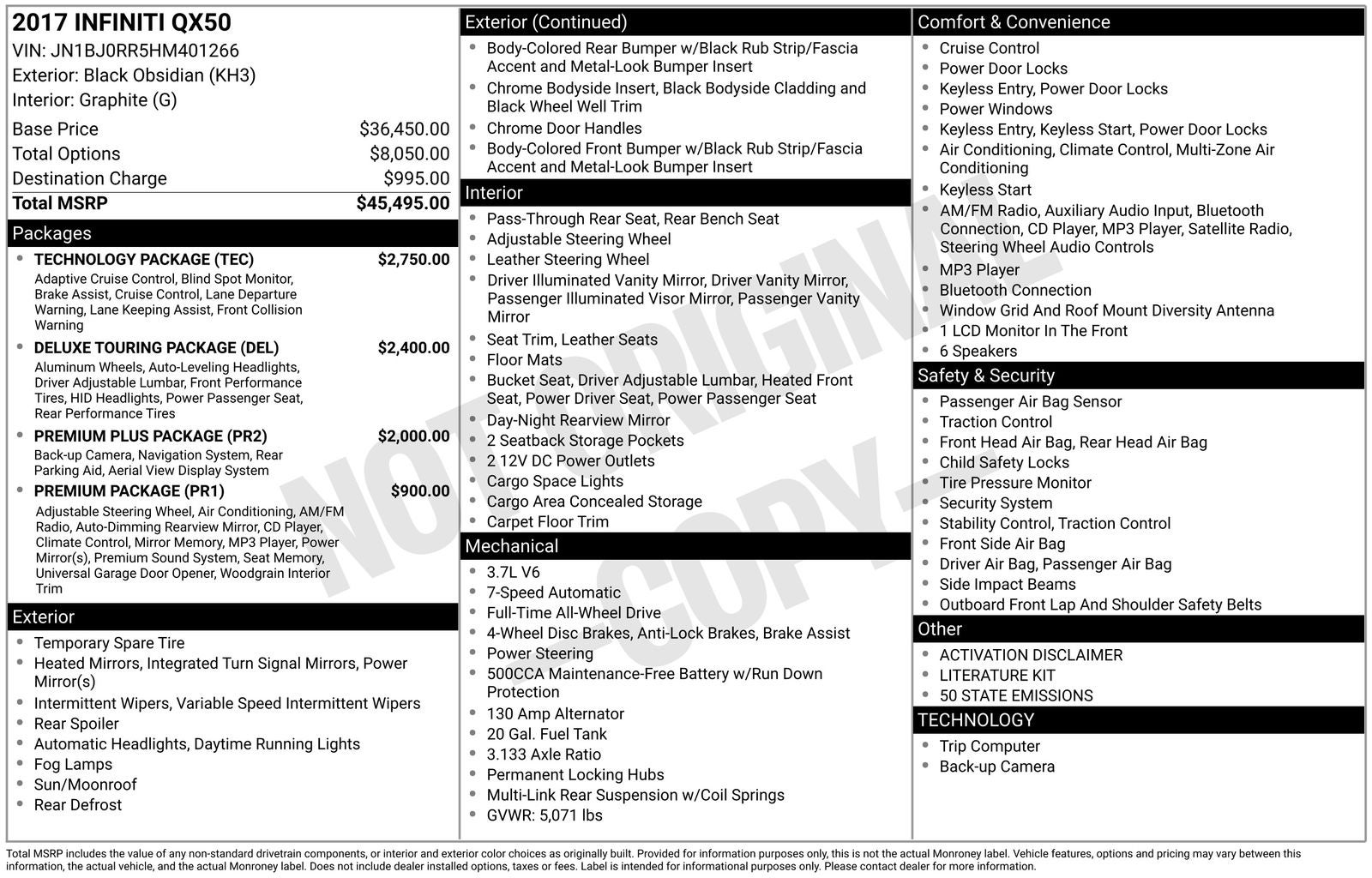 2017 INFINITI QX50 AWD